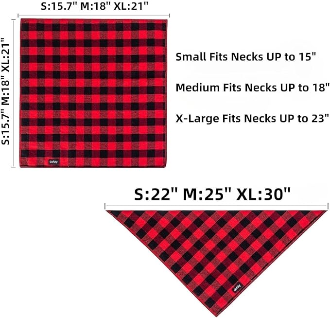 Buffalo Plaid Dog Bandanas Fall Christmas Classic 6PCS Dog Gifts Red Blue Green Orange Black Brown Scarf Adjustable Kerchief for Small Medium Large Cats Puppy