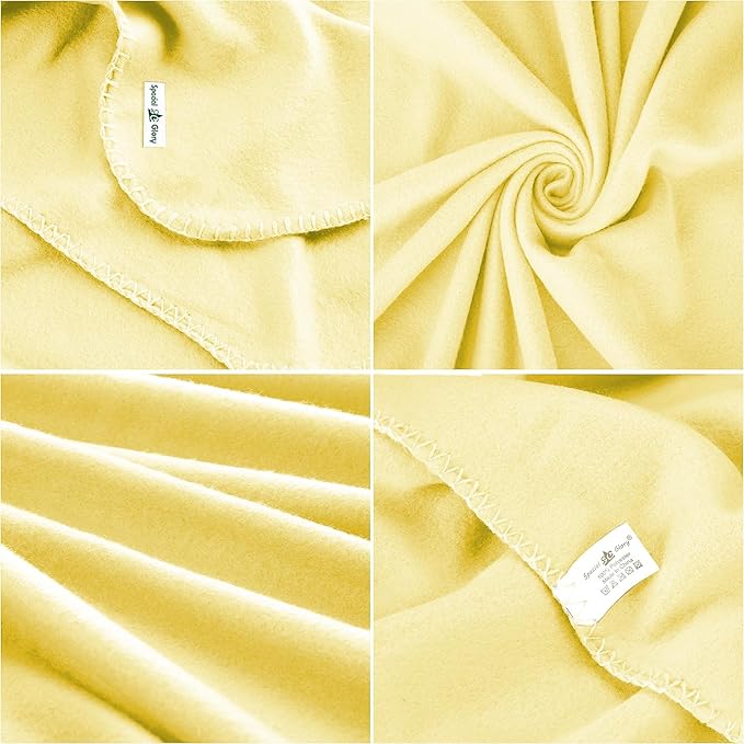 Fleece Throw Blankets Bulk Fleece Blankets Solid Wholesale Lightweight Warm Soft for Pet Bed Sofa Couch Office Wedding Gifts Travel Seasons Lemon 50x60 Inches Pack of 6