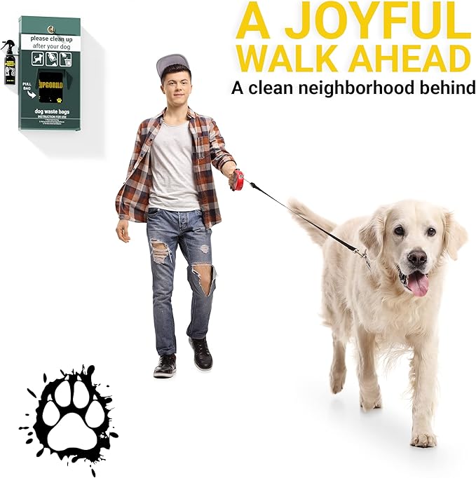 Dog Waste Station Pull Out Bag Dispenser with Hand Sanitizer Bottle - 400 Header Bags Included - Original Glow in the Dark Dog Poop Station Outdoor, Pet Waste Station with Lock and Rain Guard