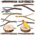 12PCS Natural Wood Bird Perches for Cage, Parrot Perch Stand & Platform, Bird Cage Accessories - Multi-Size Perches for Parakeets, Cockatiels, Conures, Lovebirds