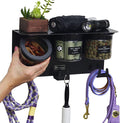 Dog Treat Holder For Wall Storage For Pets, Premium Pet Wall Organizer, Includes Three 16oz Airtight Dog Treat Jars, 3 Sets of Triple Hooks, Sturdy Shelf in Modern Black