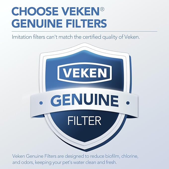 Veken PP Housing Cat Water Fountain Filters, 4 Pack Replacement Filters & 4 Pack Replacement Pre-Filter Sponges Set for 50oz, 84oz, 95oz or 108oz Automatic Pet Fountain Dog Water Dispenser