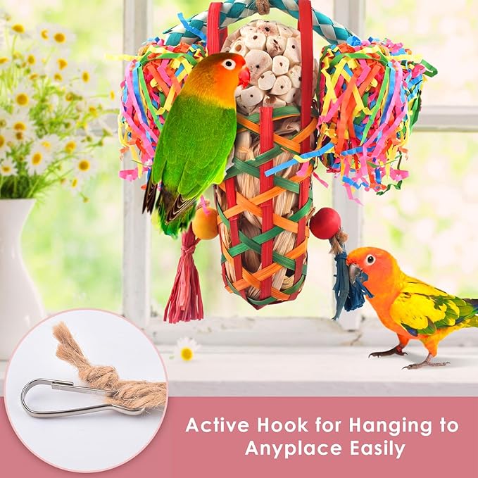 KATUMO Bird Toys Parakeet Toy Cockatiel Shredding Chew Conure Foraging Sola Enrichment for Conure Cockatiel Parakeet Lovebird Small to Medium Birds (2 Pcs)