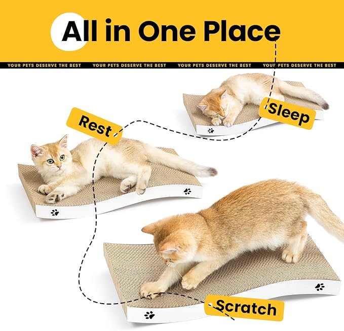 Cat Scratcher, Durable Scratch Pad, Corrugated Cardboard Scratching Board for Indoor Cats, Heavy Duty, Double-Sided Usability, Recyclable, with Catnip, Large, 2 Packs