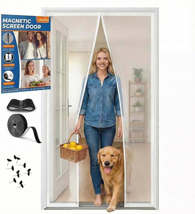 Premium Magnetic Screen Door, Heavy-Duty Reinforced Mesh, Ultra-Dense Weave, Smooth Auto-Close, Pets & Kids – Hands-Free, No-Gap Seal