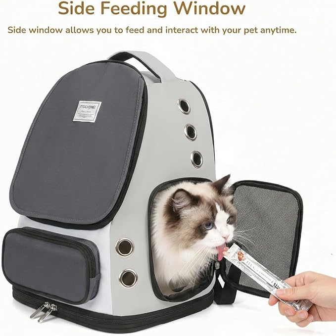 Cat Backpack Carrier, TSA Airline Approved Pet Travel Bag for Small Medium Dogs, Ventilated Hiking Camping Backpack for Cats, Kitten and Puppy up to 18 lbs, Gray Mesh