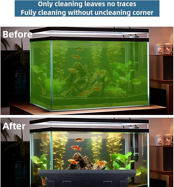 Aquarium Magnetic Tank Cleaner,Tool Brush for Aquarium,Effective Clean Buildups on The Glass,2 Scrapers,Self-Floating,Scratch Free,Nonslip,Strong Magnetic,DeeKleen Fish Tank Accessories(Small)