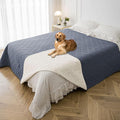 Waterproof Dog Blanket, 82x102 inches Pet Couch Covers for Sofa, Bed Furniture Protector from Dogs Washable and Reversible-Blue+Cream