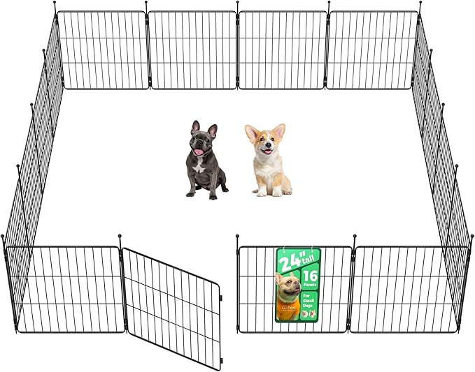FXW MiniPaws Unleashed Dog Playpen, Expandable & Portable Design for Yard, RV Camping and Indoor Use, for Puppies and Small Dogs, 24-inch 16 Panels
