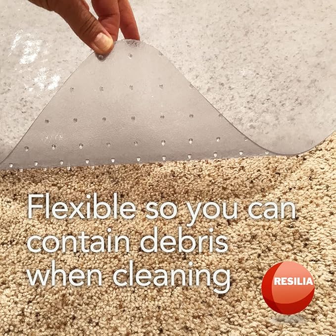 RESILIA Under Pet Cage Mat for Bird Cages, Reptile Aquariums, Dog Kennels, Water-Resistant Pad for Carpeted Floors and Surfaces, 30 Inches x 48 Inches, Clear