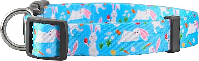 Native Pup Easter Dog Collar, Cute Spring Gift for Puppies, Pink Pastel, Eggs, Chicks, Bunny Adjustable for Small, Medium, Large Breeds (Bunny, Large)