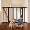 29.7-46" Extra Wide Baby Gate for Stairs, Pressure Mounted Dog Gate Indoor for Doorways, Auto Close Pet Gate with Walk Thru Door, Double Lock Child Safety Gate for Kids and Pet, No-Trip Design