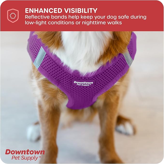Downtown Pet Supply Step in Dog Harness No Pull, XX-Large, Purple - Adjustable Harness with Padded Mesh Fabric and Reflective Trim - Buckle Strap Harness for Dogs
