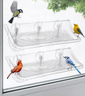 Clear Window Mounted Bird Feeder Bath with Strong Suction Cups for Outside, Transparent Glass Birdfeeder Birdbath for Cats, Kids, Elderly Viewing, 2 Pack