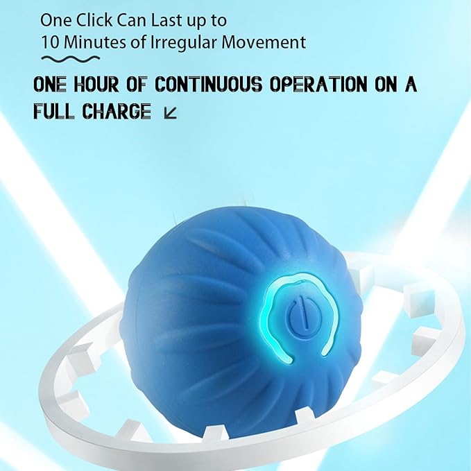 Trumoon Automatic Bouncing Ball Toy for Small and Medium Dog, Motion Moving Ball for Dog, Durable Motion Activated Automatic Rolling Pet Toys(Blue)