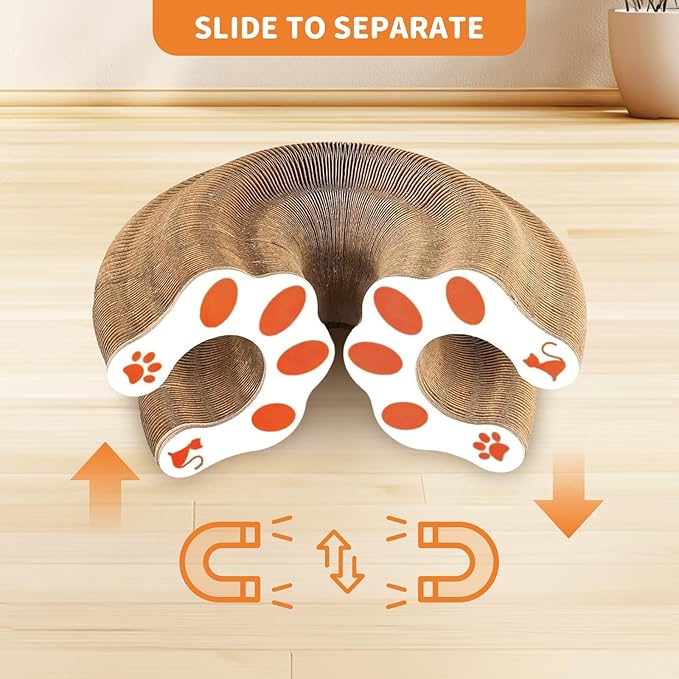 Collapsible Cats Cardboard Scratcher, Interactive Cat Toys for Indoor Cats, Scratch Pad Shape Shifting Ball Track with Bell, Magic Organ Cat Toy for Chase & Scratch Easter Toys Gift for Kitties Paw