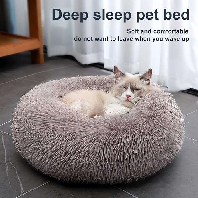 Cat Beds for Indoor Cats,15.7 Inch Small Cats Beds, Washable-Round Pet Bed for Puppy and Kitten with Slip-Resistant Bottom