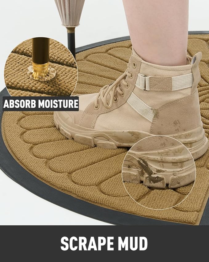 tchdio Door Mat Outdoor Indoor Entrance Doormat-Semicircular Durable Rubber Non Slip Front Door Mat for Outside Inside Entry Entryway Dirt Trapper WelcomeMat for Muddy Paws and Shoes-Yellow 24”x36”