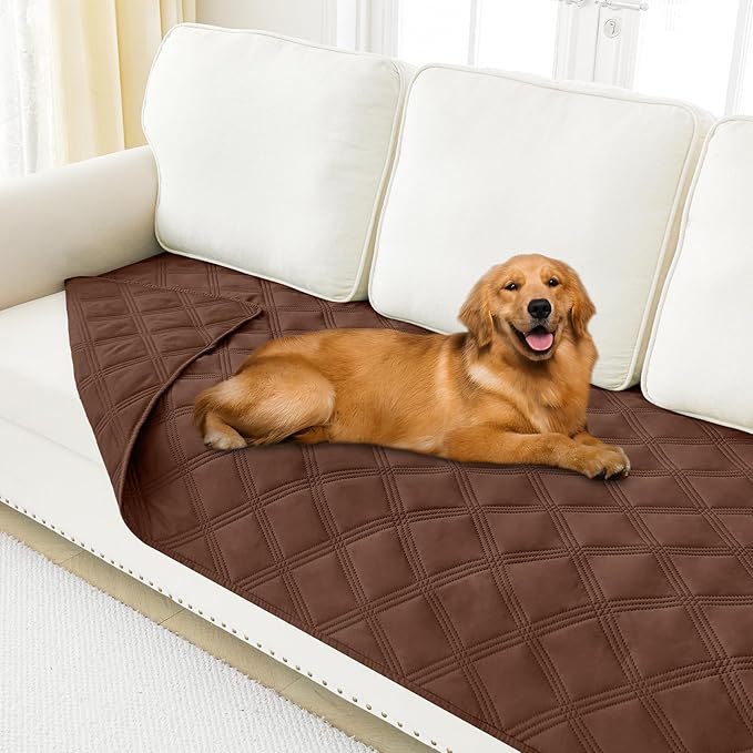 Smiry Waterproof Dog Bed Cover Blanket 40x80, Soft Reversible Pet Blanket, Washable Leakproof Cats Dogs Couch Cover for Sofa, Couch, Furniture, Brown/Brown