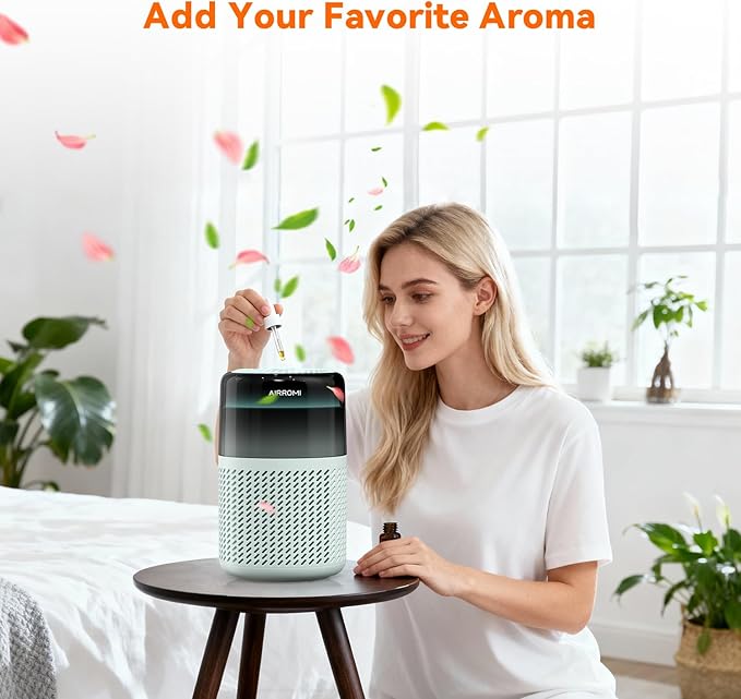 AIRROMI HEPA Air Purifier for Bedroom&Home,Pet Air Purifier for Home Pets,Removes Pet Odor,Cat Litter Smell,Dust,Smoke&Allergies,Quiet Room Air Purifier with Scents,360°Air Cleaner,A2005 Turquoise