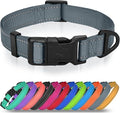 Joytale Small Dog Collar, Reflective and Adjustable Nylon Collar with Quick-Release Buckle, Lightweight No-Choke Design for Small Dogs, Gray, 3/4" Width
