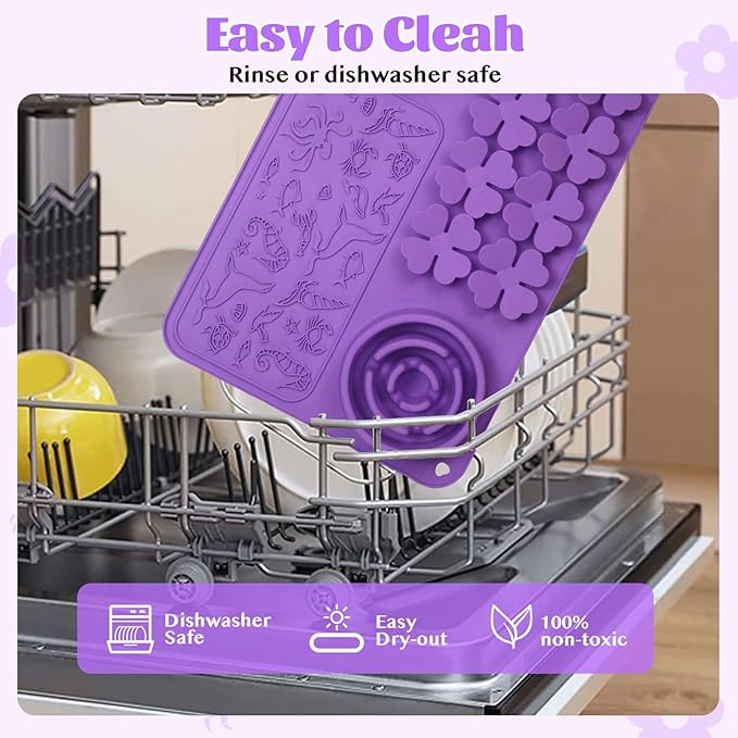 Silicone Lick Mat for Dogs & Cats – Slow Feeder Dog Bowl, Non-Slip Licking Mat for Large & Small Breeds, Puzzle Feeder & Snuffle Mat for Fast Eaters, Interactive Pet Food Mat