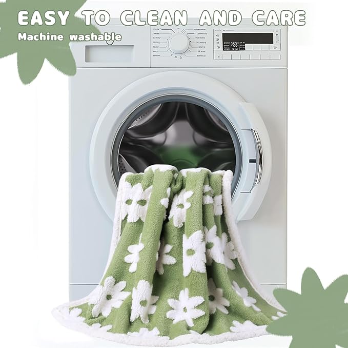 Luciphia Waterproof Pet Blanket for Medium Large Dogs Washable Fluffy Thick Jacquard Shag Fleece Warm Sherpa 3D Textured Flower Print for Cats Puppy Couch Protection (Green,85x57 inches)