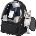 Breathable Cat Backpack Carrier, Large Space Cat Bubble Backpack for Kitty & Small Dog up to 18lbs, Foldable Cat Carrier Backpack, Transparent Airline Approved Carrier for Travel (Black)
