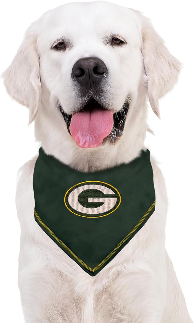 Pets First NFL Green Bay Packers TIE Bandana, Small/Medium. Dog Bandana Scarf Bib for Pet Cat Dog. The Ultimate Game-Day, Party Bandana (GBP-3550-S-M)