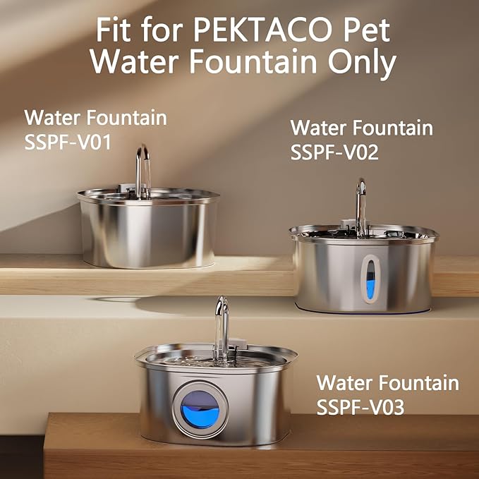 PEKTACO Cat Water Fountain Filters Replacement & Pre-Filter Sponges for 3.2L/108oz Automatic Pet Fountain, Dog Water Dispenser 18 Pack Filters & 9 Pre-Filter Sponges Foam Filters