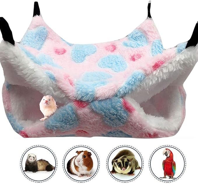 Cat Hammock for Cage, Soft Warm Hanging Bed for Kitten, Guinea Pig, Ferret, Rat, Chinchilla and Other Small Pets, Cozy Bunkbed 13.39"x13.39"
