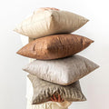 Pack of 4 Neutral Decorative Faux Leather Throw Pillow Covers 18x18 inch, Soft Modern Boho Luxury Waterproof Floor Cushion Cases, for Outdoor Lounge Sofa Couch Bed Home Decor