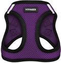Best Pet Supplies - All Weather Mesh/Plush, Reflective, No Pull Harness for Small, Medium Dogs, Cats - Secure with Hook & Loop Fastener, Buckle, Double D-Rings - Purple/Black Trim, L