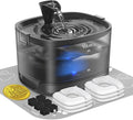 Veken Cat Water Fountain with Detachable Tank & Secure Clips, 6 Filters & Sponges, Easy to Clean & Assemble, 84oz/2.5L Quiet Pet Drinking Dispenser with LED Light for Cats, Dogs and Small Pets, Black
