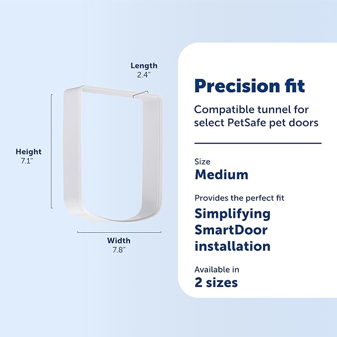 PetSafe SmartDoor Connected Pet Door Tunnel Extension - Long-Lasting Durable 2" Plastic Depth Extender - Quick No Tool DIY Setup for Interior Exterior Wall Installations - Large