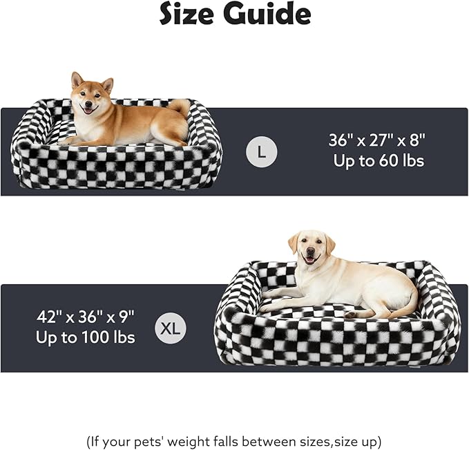 JOEJOY Large Dog Beds Large Sized Dog, Rectangle Washable Orthopedic Corduroy Fleece Pet Bed with Removable Zipper Cover, Cute Soft Calming Puppy Bed with Non Skid Bottom