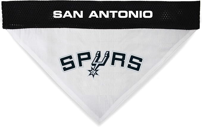 Pets First NBA DOG BANDANA - SAN ANTONIO SPURS REVERSIBLE PET BANDANA. 2 Sided HOME & AWAY Sports Bandana with a PREMIUM Embroidery TEAM LOGO, Small/Medium.