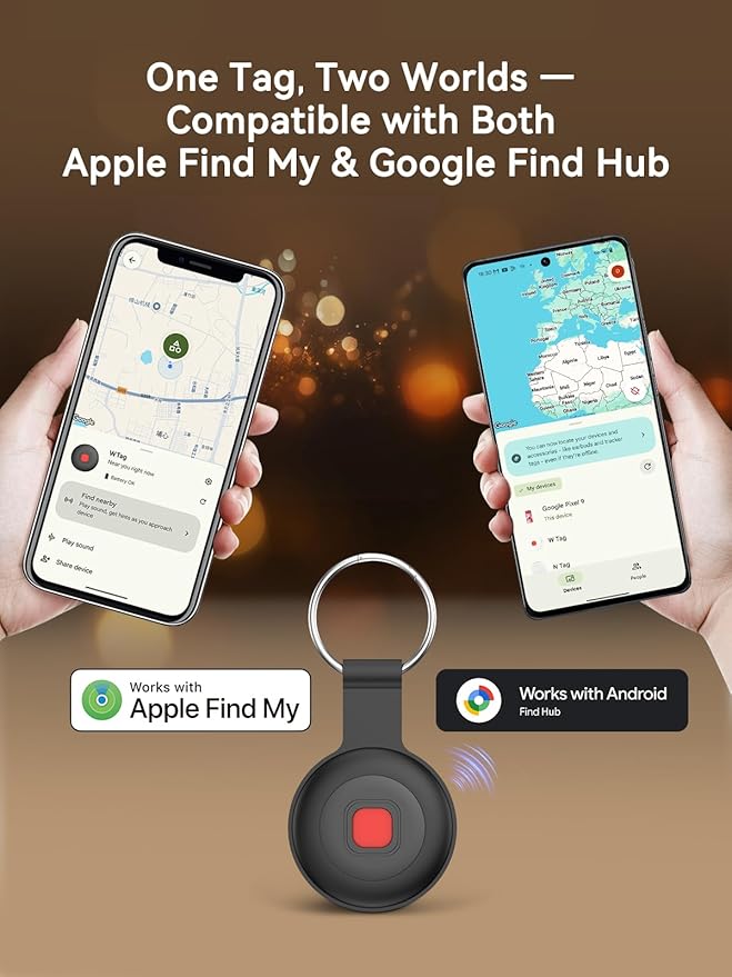 Air Tracker Tags for Android & iPhone, Bluetooth Item Finder Compatible with Apple Find My and Android Find Hub, 4 Pack Anti-Lost Dog/Pet/Key Tracker Tags with IP67 Waterproof Silicone Cases