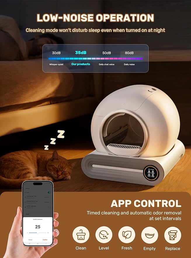 Automatic Litter Box, (2026) Multi-Function Upgrade Robot Self Cleaning Litter Box for Multiple Cats, 65L+9L Extra Large, APP Control, Deodorization, 3 Rolls Litter Bag Liners, 1 Odor Eliminator