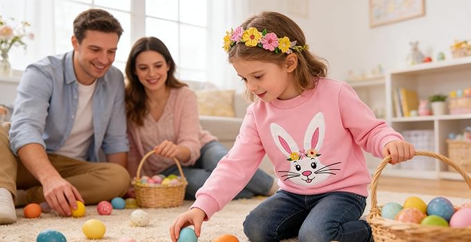 Toddler Baby Girls Cotton Sweater, Long Sleeve Crewneck Sweatshirt Pullover Kids Warm Clothing for Fall Winter