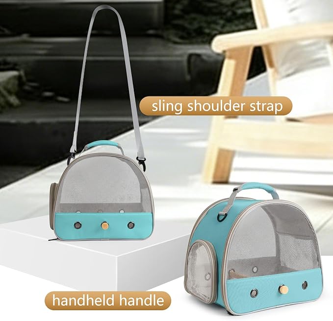 Bird Carrier, Portable Small Bird Parrot Parakeet Carrier with Standing Perch and Stainless Steel Tray, Side Access Window Collapsible