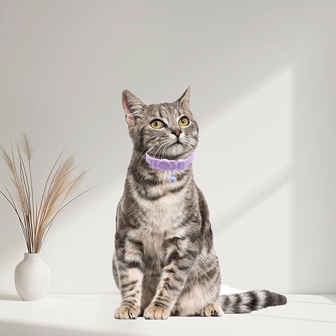 Breakaway Cat Collar with Bell, Safety Buckle Kitten Collar, Elastic Strech Quick Release, Adjustable Lightweight Collars for Girl Boy Cats, Pet Supplies, Accessories, Gifts Pink