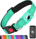 Airtag Dog Collar with AirTag Holder for Small Dogs, Reflective, Soft Padded & Safety Locking Buckle, Nylon Pet Collars Adjustable for All Breeds, Teal,S