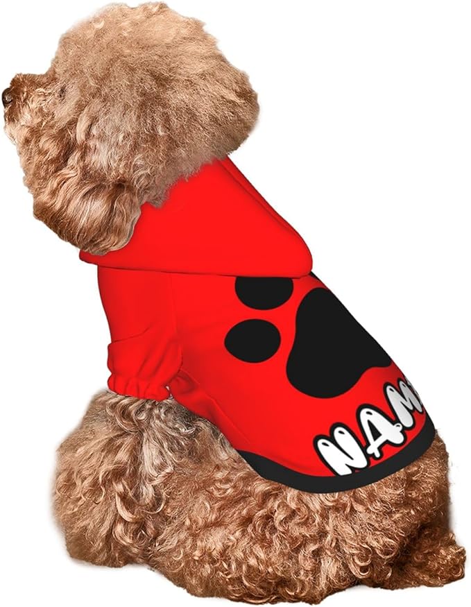 Custom Dog Hoodie Warm with Your Photo Text Logo Name Personalized Dog Clothes for Puppy Sweatshirt Hooded for Small Medium Large Dogs Girl/Boy Cats Red