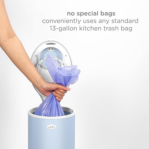 Ubbi Steel Diaper Pail, Odor Locking, No Special Bag Required, Award-Winning, Registry Must-Have, Cloudy Blue