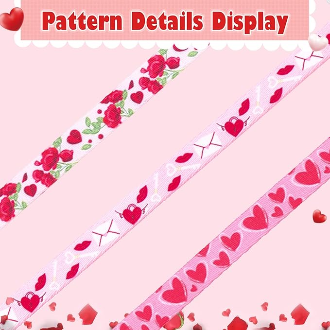 PUPTECK Breakaway Cat Collars with Bell - Pet Collar 3 Pack for Girl Boy Kittens Puppies and Small Pets, Pink Heart Rose
