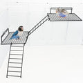 BNOSDM Large Stainless Steel Grid Platform for Parakeet 4 PCS Bird Perches Platform Parrot Stand with Climbing Ladder Bird Cage Accessories for Small to Large Bird (Screw Style-L)