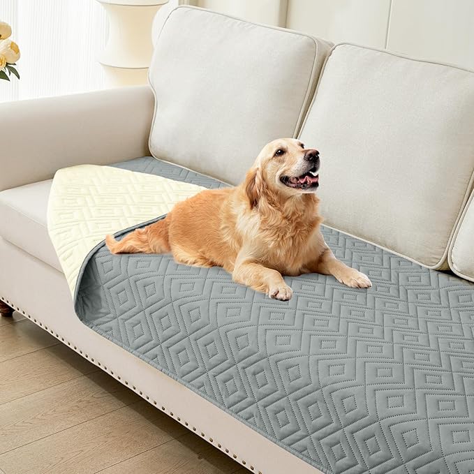 hyha Waterproof Dog Blanket, Soft Dog Bed Cover Pet Blankets, Waterproof Sofa Couch Cover for Dogs Washable, Reversible Pet Couch Covers for Sofa Furniture (30x70 Inch, Grey/Beige)