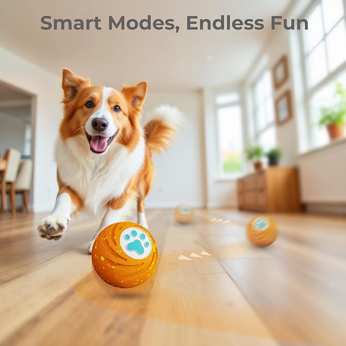 Lovkid Smart Interactive Dog Ball Toy - Durable E-TPU for Aggressive Chewers, 3 Play Modes Automatic Moving, Bouncing, Pet Gift for Medium and Large Dogs Indoor & Outdoor Use(Orange)
