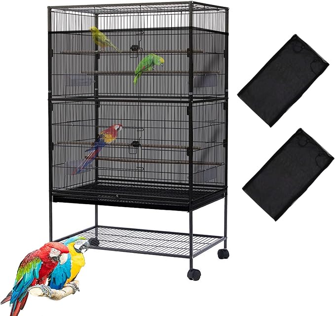 Bird Cage Seed Catcher,Large Birdcage Net Cover,Bird Cage Accessories for Parrot Parakeet Cockatiels Conures Macaw African Round Square Cages(118 * 31inch,2 PCS)